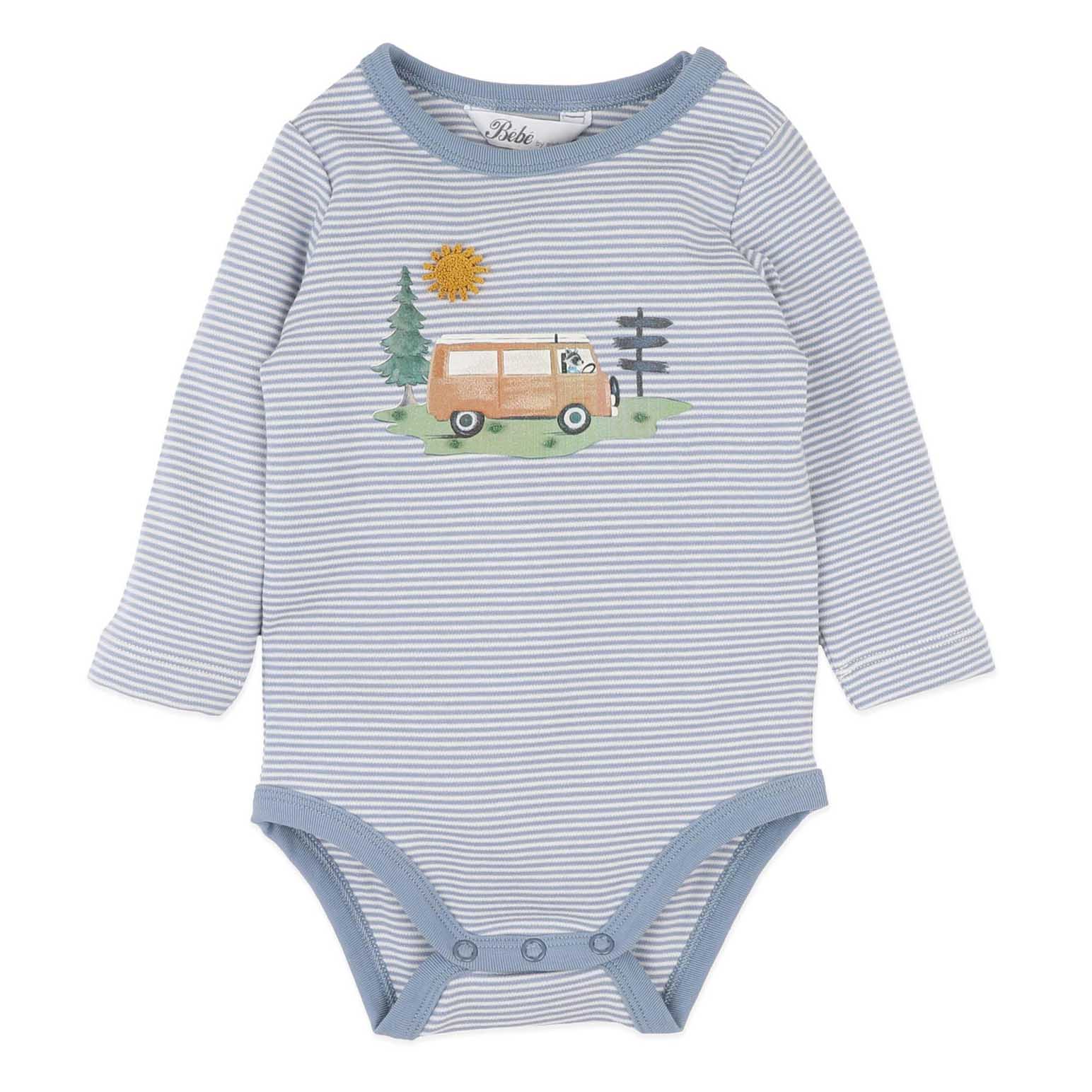B&eacute;b&eacute; Alvin Organic Stripe Ls Bodysuit